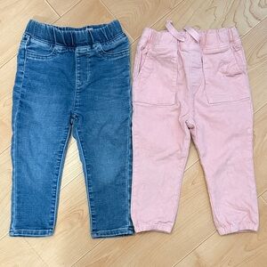 Hanna Andersson Baby Corduroy Pink Jogger & J.Crew crewcuts Pull-On Jean Size 2T